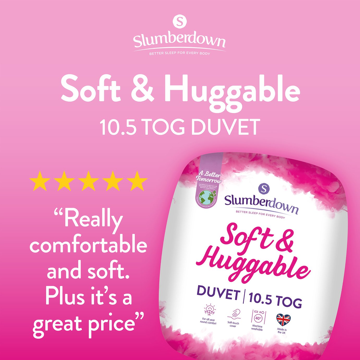 Single Slumberdown Soft and Huggable 10.5 Tog Duvet 